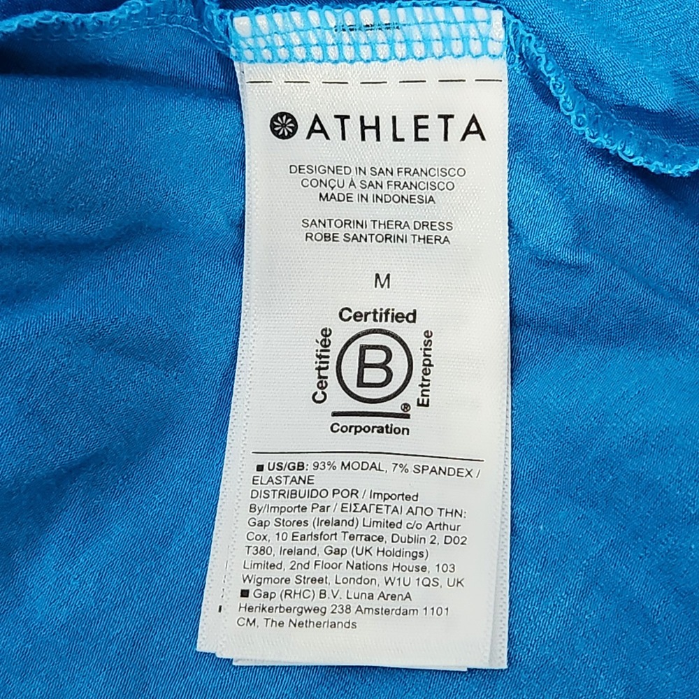 Athleta Santorini Thera Dress Blue Sleeveless Empire Waist Modal Midi Medium - Picture 4 of 6